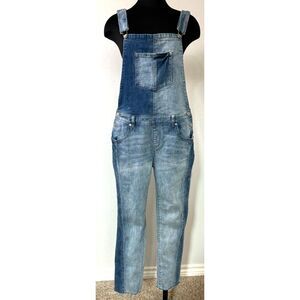 Soho New York & Co‎ Jeans Overalls Medium Blue Demin Distressed 2-Tone Raw Hem